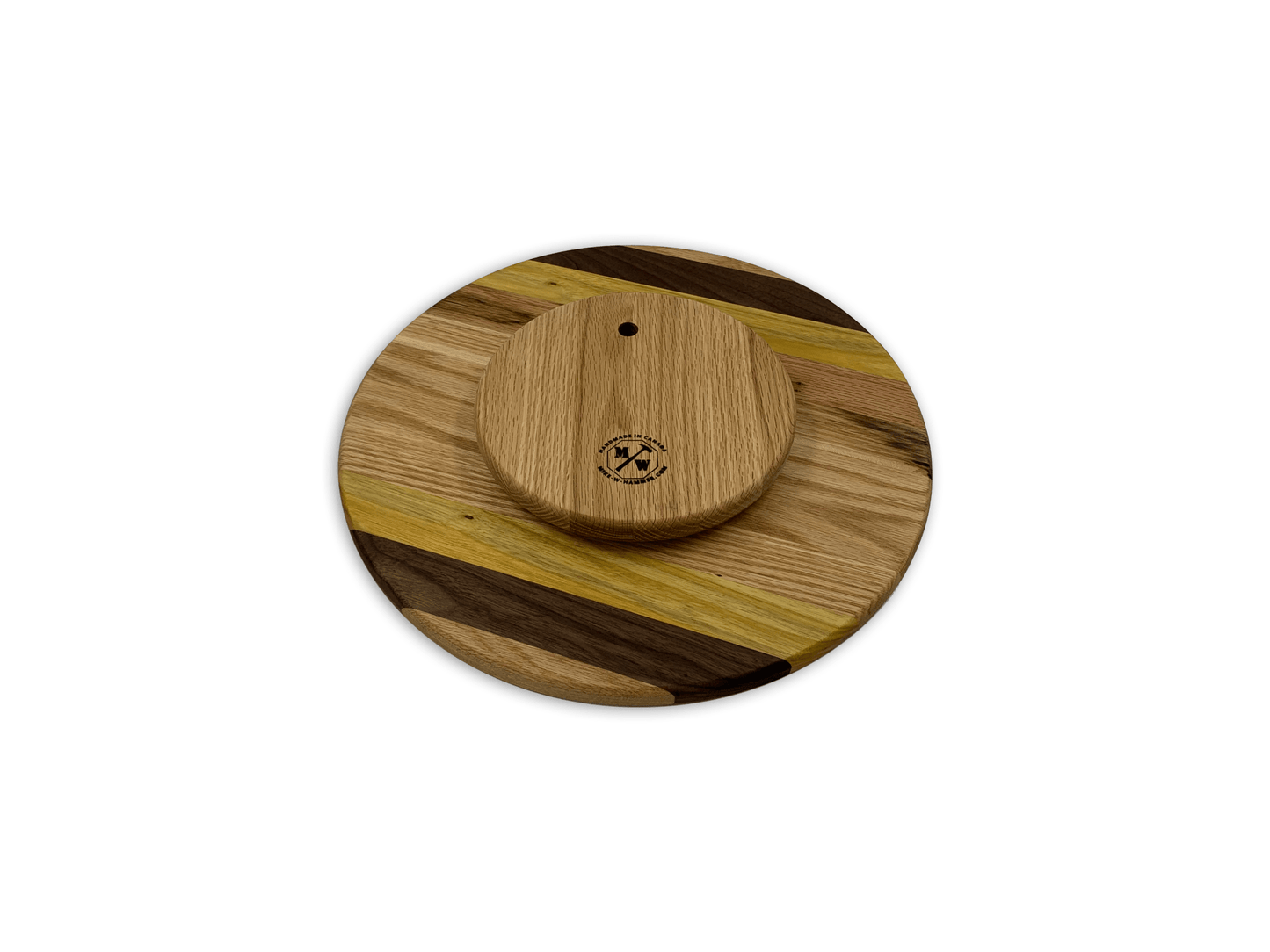 Hardwood Lazy Susan | Red Oak, Walnut, Yellow Tarara | 12 - 24" Diameter - Mike W. Hammer
