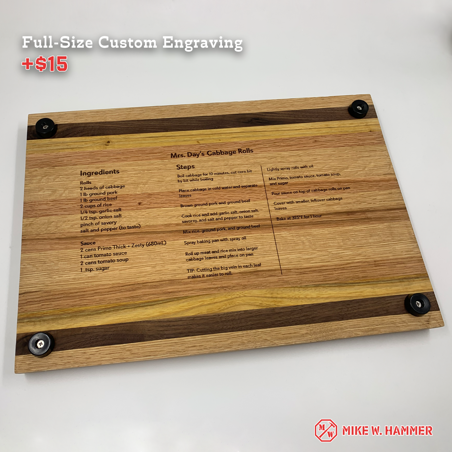 Hand-Crafted Cutting Board | Small (8" x 12") | Red Oak, Walnut, Yellow Tarara