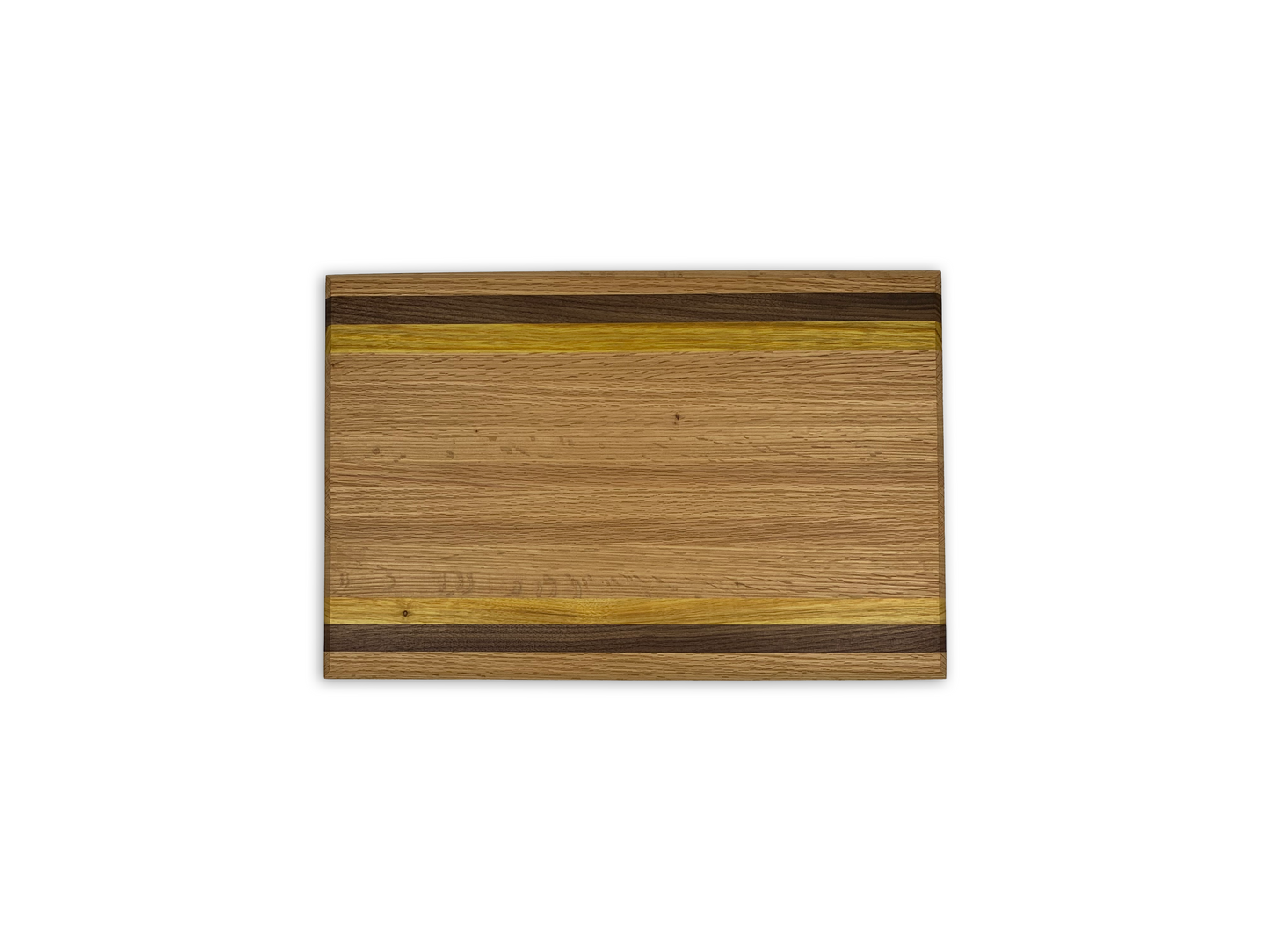 Hand-Crafted Cutting Board | Regular (12" x 18") | Red Oak, Walnut, Yellow Tarara