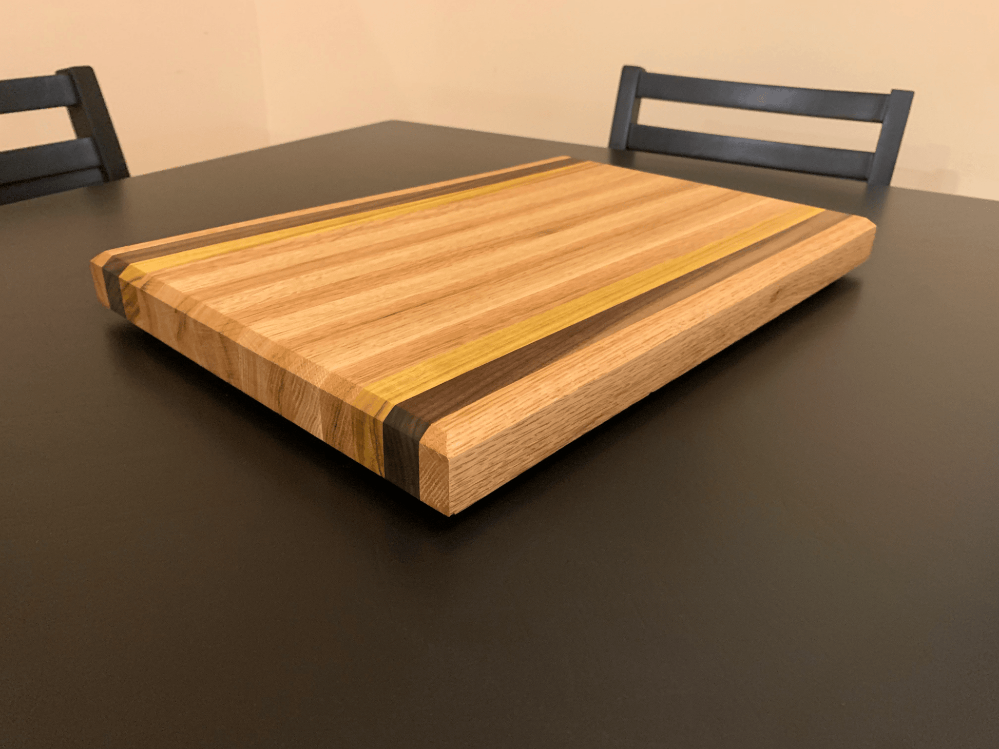 Hand - Crafted Cutting Board | Regular (12" x 18") | Red Oak, Walnut, Yellow Tarara - Mike W. Hammer