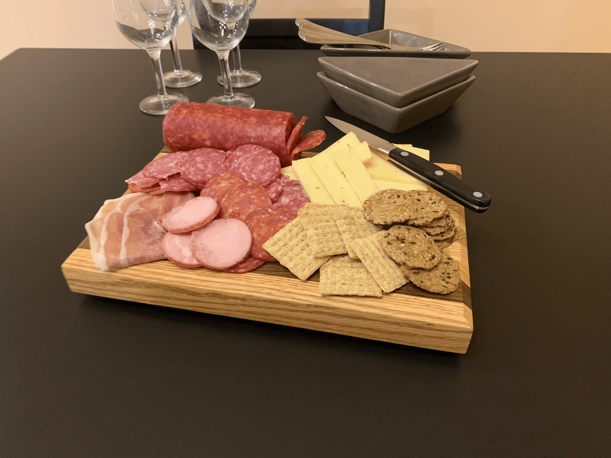 Hand - Crafted Cutting Board | Small (8" x 12") | Red Oak, Walnut, Yellow Tarara - Mike W. Hammer