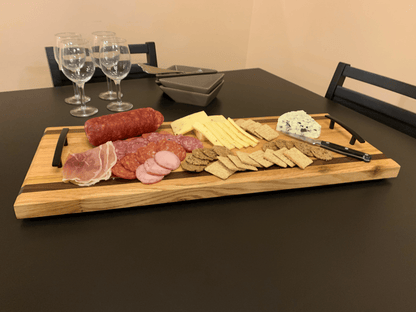 Hardwood Charcuterie Tray | Red Oak, Walnut, Yellow Tarara | 10" x 26" - Mike W. Hammer