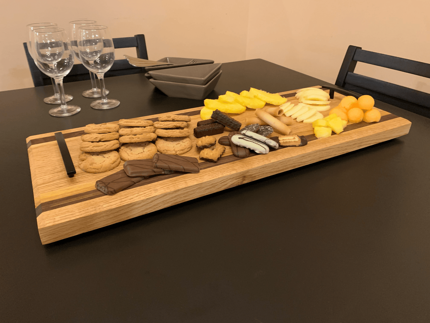 Hardwood Charcuterie Tray | Red Oak, Walnut, Yellow Tarara | 10" x 26" - Mike W. Hammer