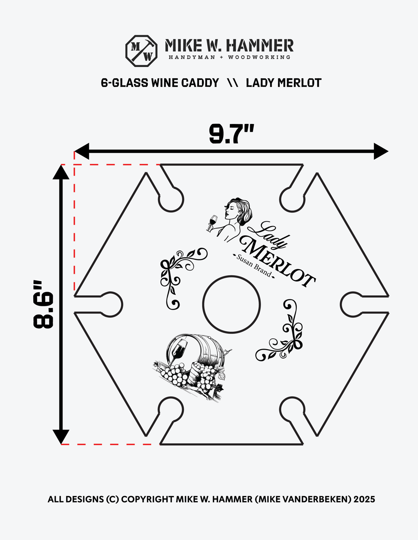 Lady Merlot Wine Caddy - Mike W. Hammer