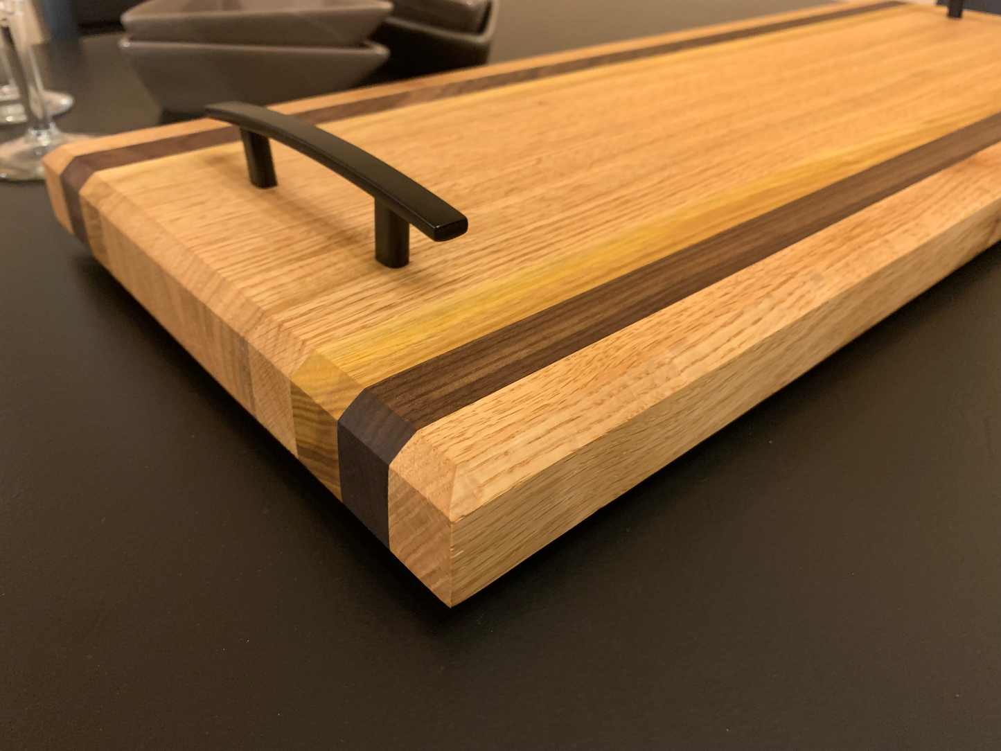 Hardwood Charcuterie Tray | Red Oak, Walnut, Yellow Tarara | 10" x 26"