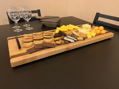 Hardwood Charcuterie Tray | Red Oak, Walnut, Yellow Tarara | 10" x 26"