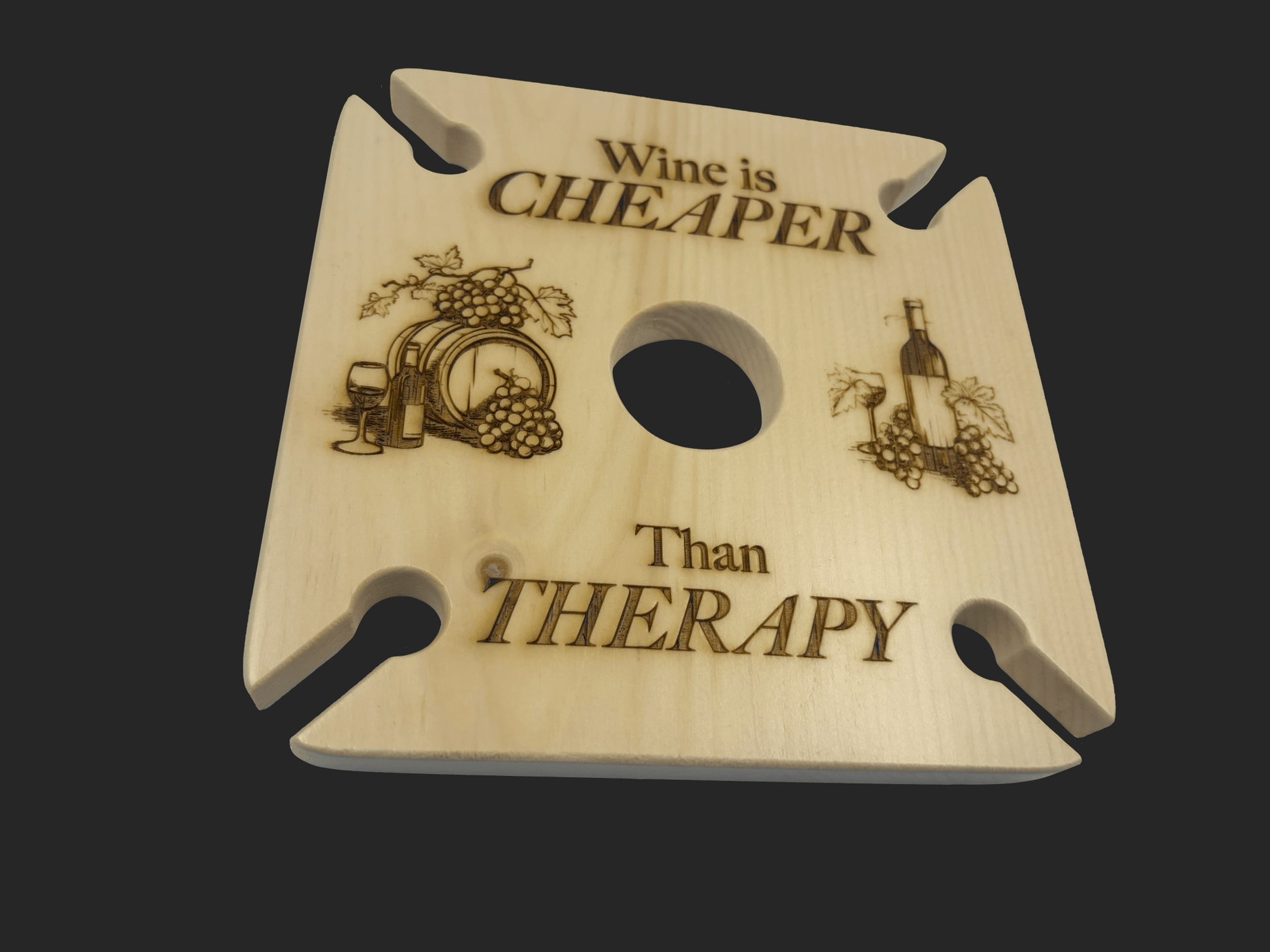 Wine is Cheaper Than Therapy Wine Caddy - Mike W. Hammer