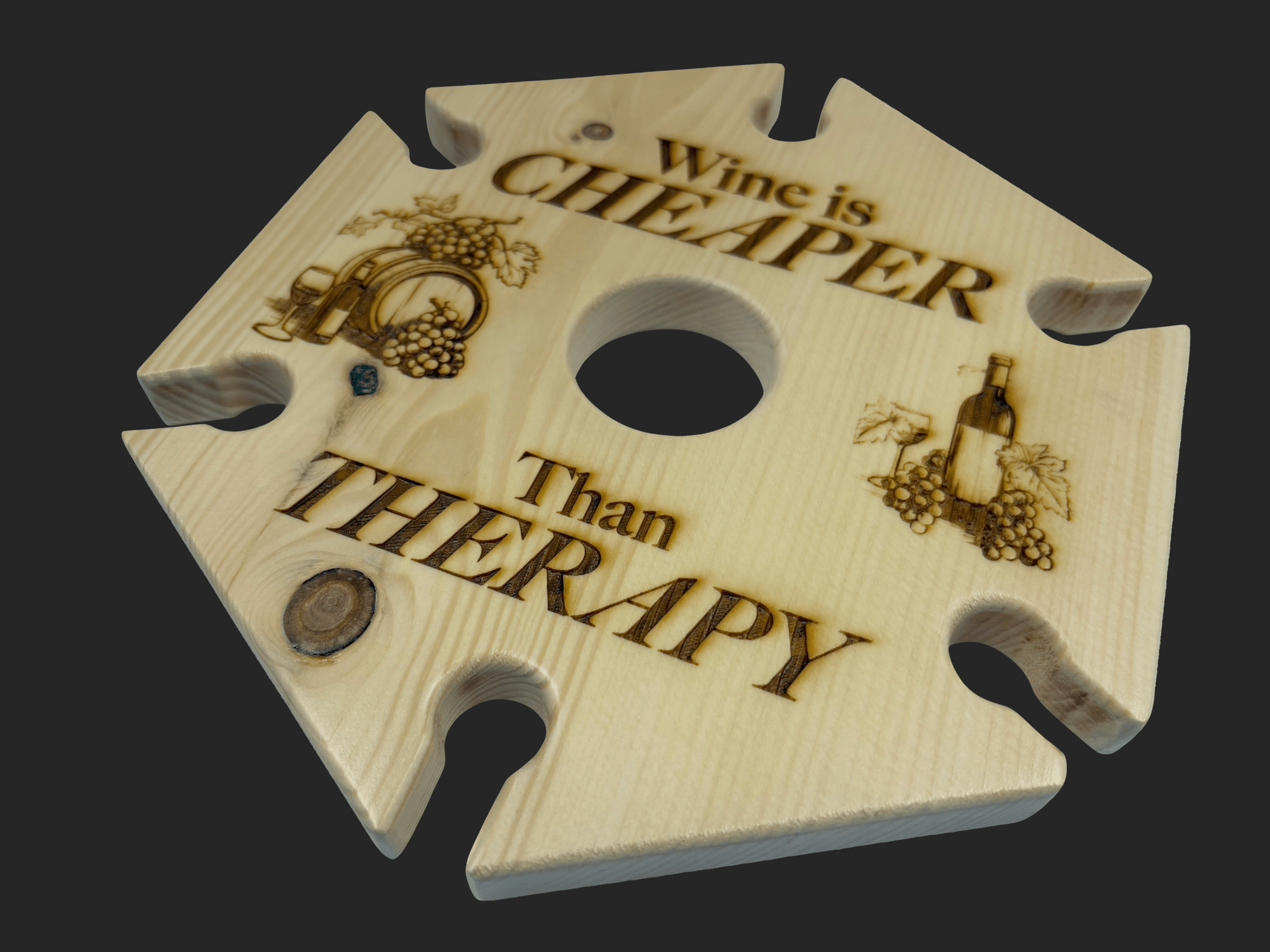 Wine is Cheaper Than Therapy Wine Caddy - Mike W. Hammer