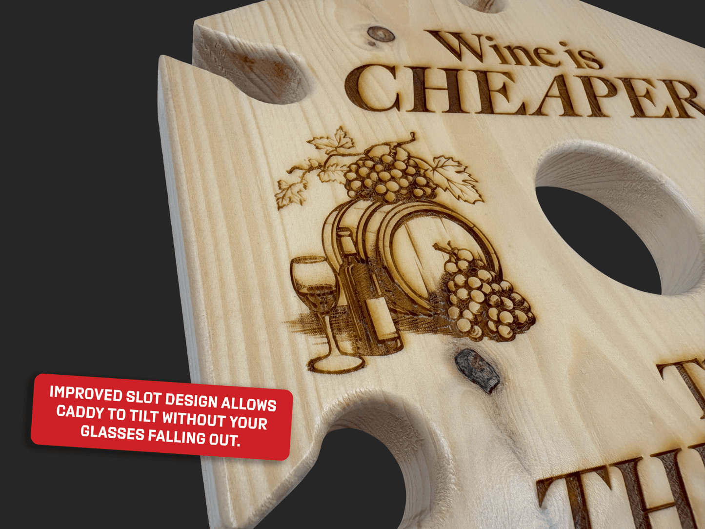 Wine is Cheaper Than Therapy Wine Caddy - Mike W. Hammer