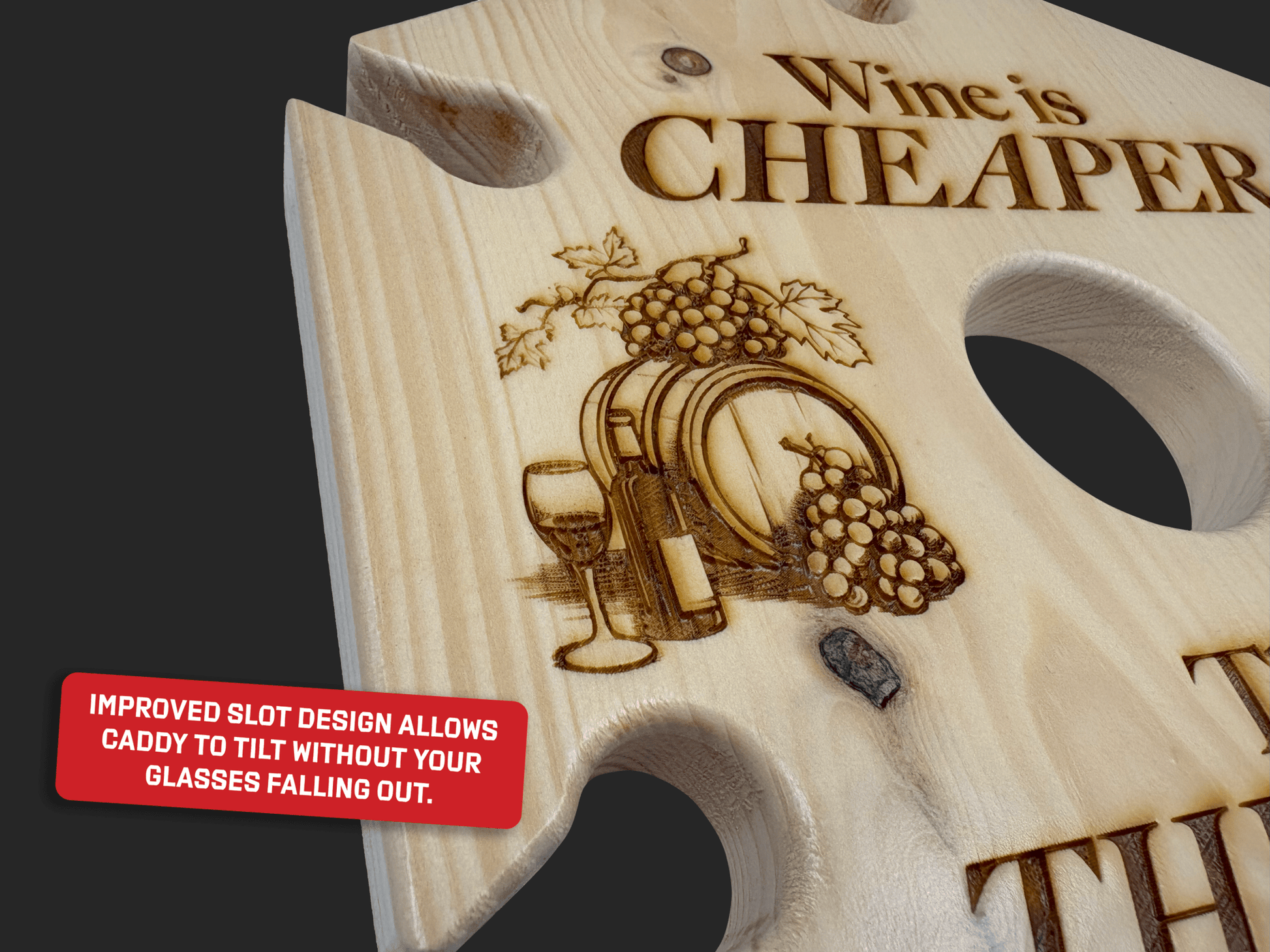 Wine is Cheaper Than Therapy Wine Caddy - Mike W. Hammer