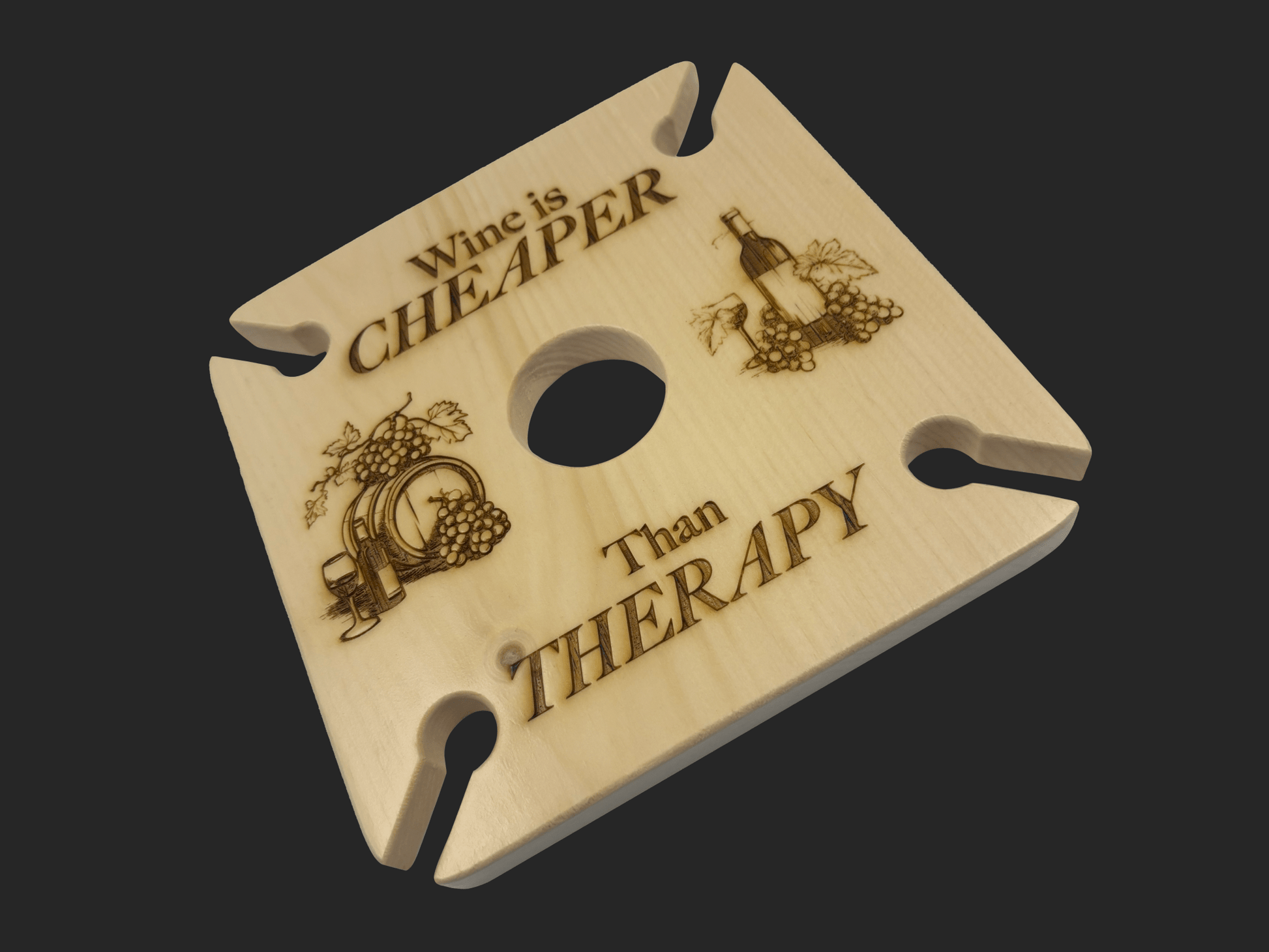 Wine is Cheaper Than Therapy Wine Caddy - Mike W. Hammer