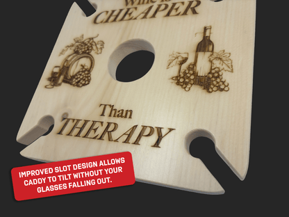 Wine is Cheaper Than Therapy Wine Caddy - Mike W. Hammer