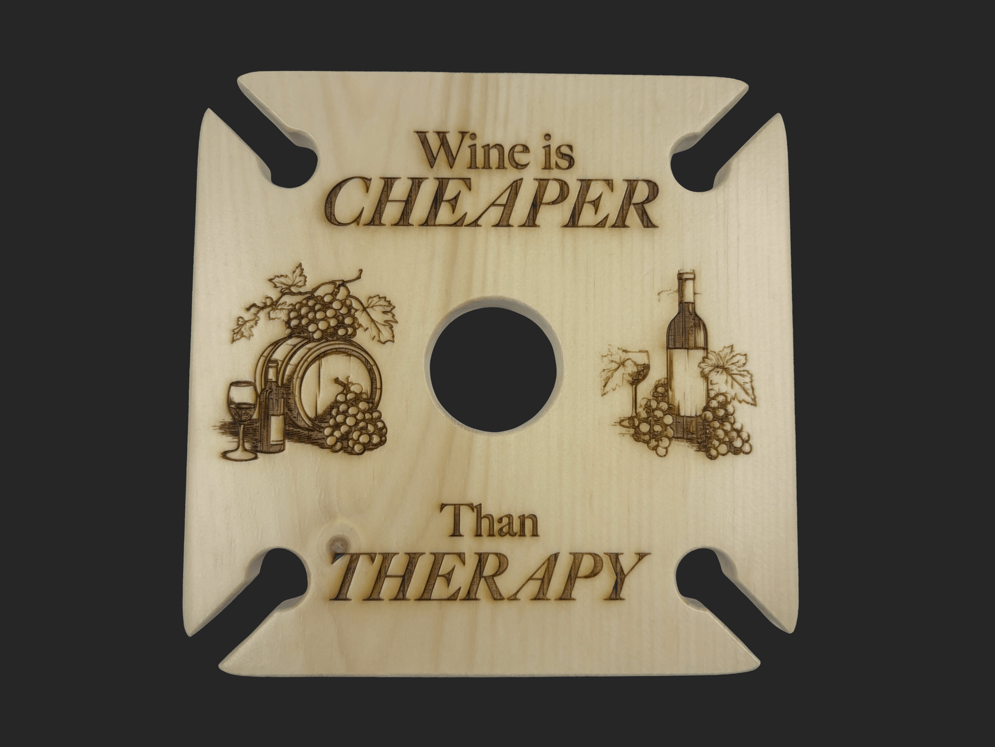Wine is Cheaper Than Therapy Wine Caddy - Mike W. Hammer