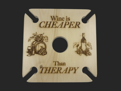 Wine is Cheaper Than Therapy Wine Caddy - Mike W. Hammer