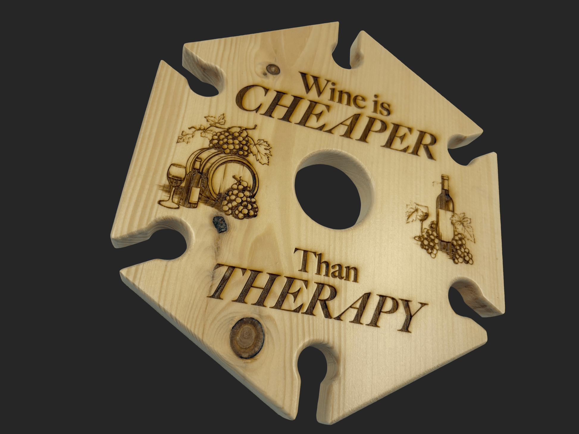 Wine is Cheaper Than Therapy Wine Caddy - Mike W. Hammer